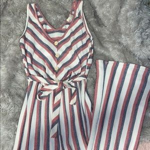 red, white and blue stripped jumper